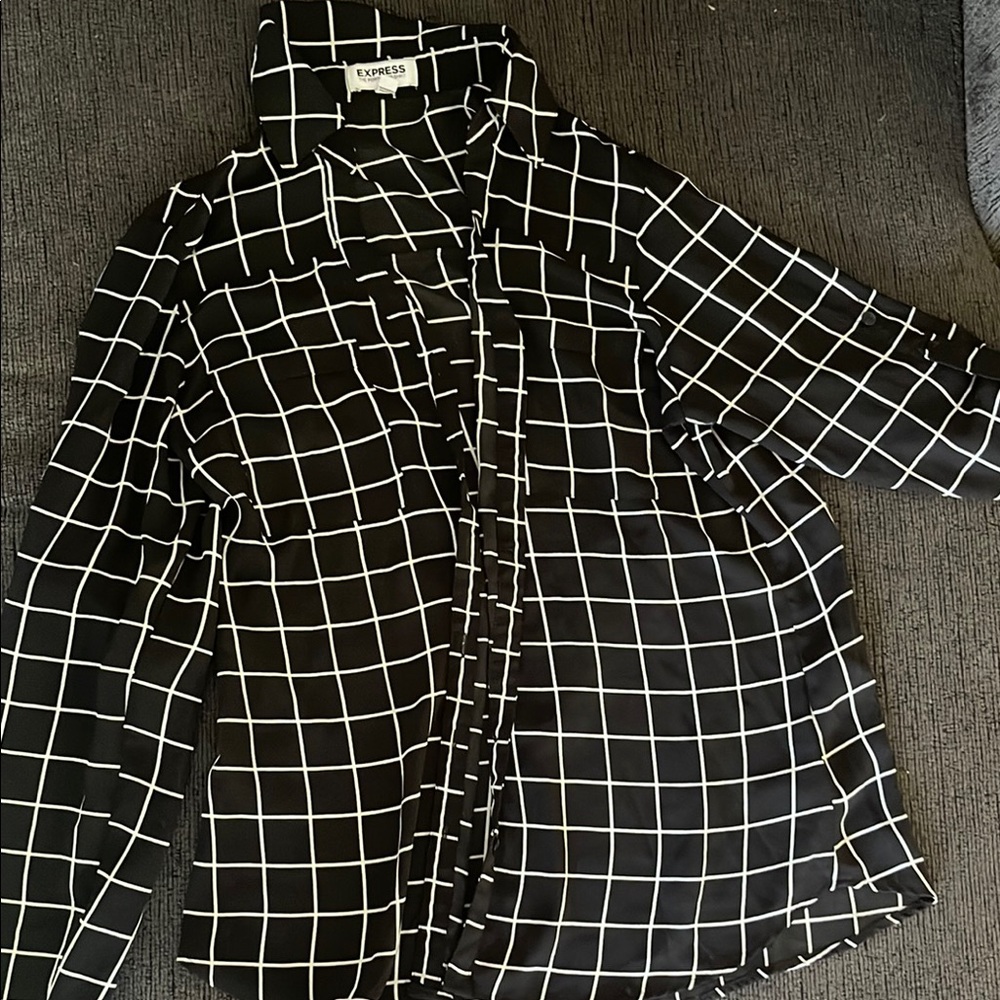 Express Black and White Checkered Shirt